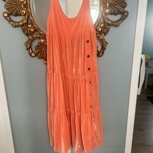 Free people salmon pink velvet dress
